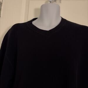 Vintage 90s Eddie Bauer Cotton Sweatshirt Men XL Navy Blue V-Neck Sweater